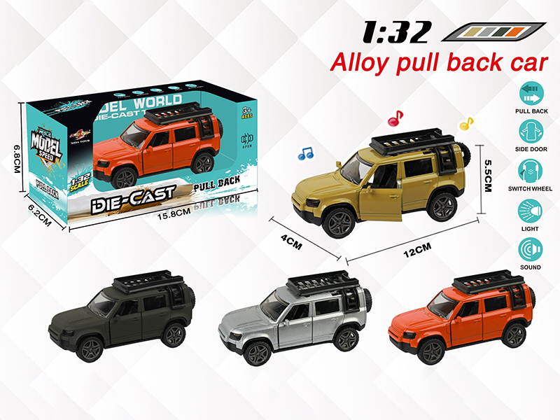 1:32 Land Rover Defender Pull Back Alloy Open Door Car With Light And Music