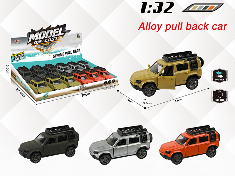 1:32 Land Rover Defender Pull Back Alloy Open Door Car 12pcs