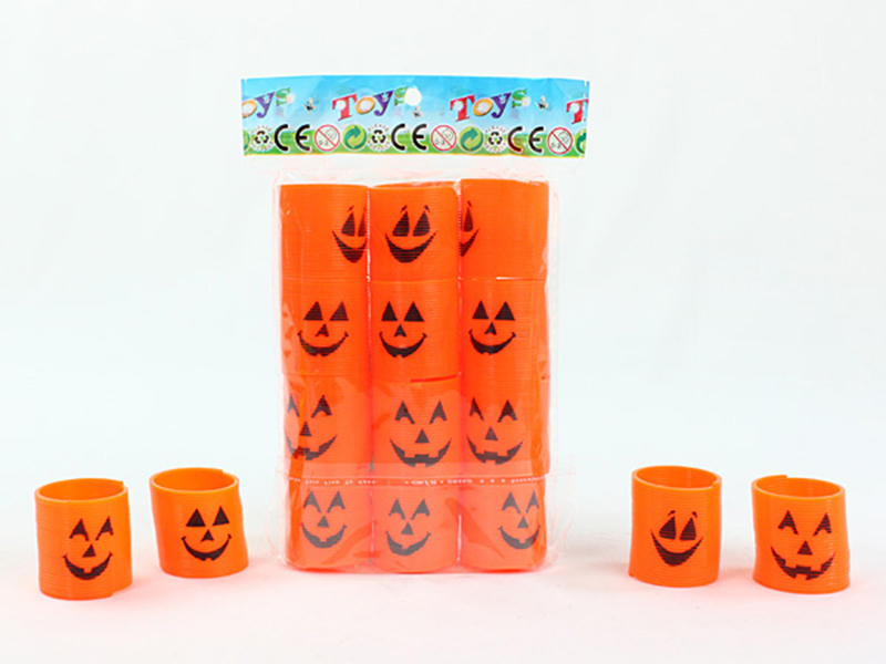 12pcs Printed Pumpkin Face Pattern Rainbow Circle