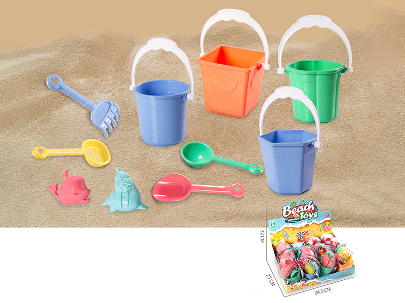 Wheat Straw Materials Sand Bucket Set(7PCS)12pcs/Box