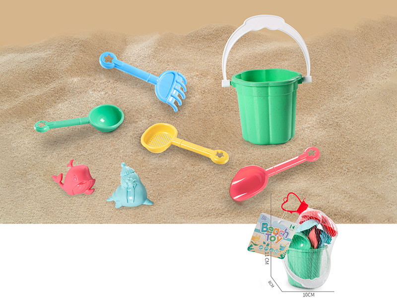 Wheat Straw Materials Sand Bucket Set(7PCS)