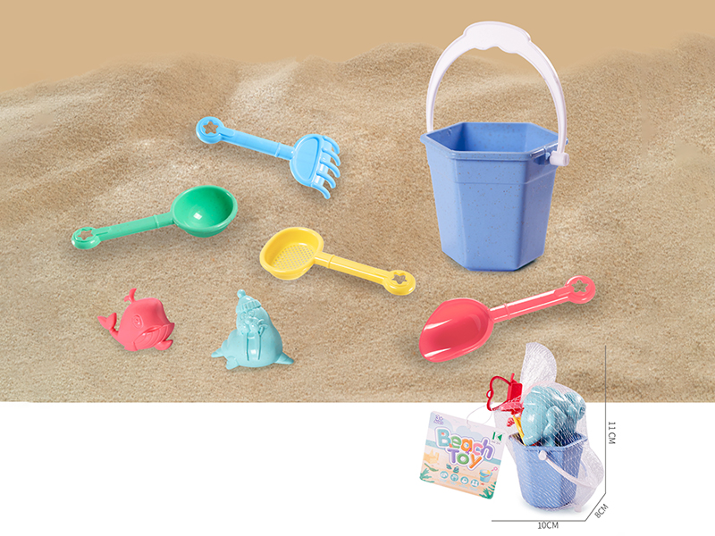 Wheat Straw Materials Sand Bucket Set(7PCS)