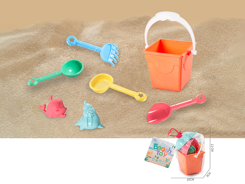 Wheat Straw Materials Sand Bucket Set(7PCS)