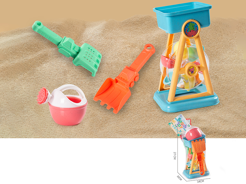 Wheat Straw Materials Beach Toy Water Wheel Set(4PCS)