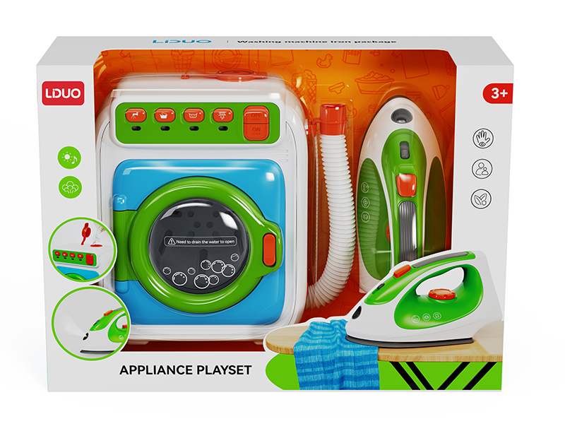 Simulated Electric Washing Machine With Light And Sound + Iron