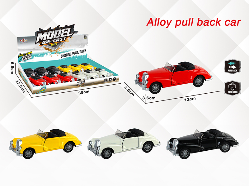 1:32 Benz Convertible Car Open Doors Alloy Pull Back Vintage Car(12PCS)