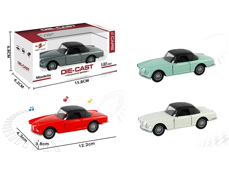 1:32 BMW Open Doors Alloy Pull Back Vintage Car With Light And Music