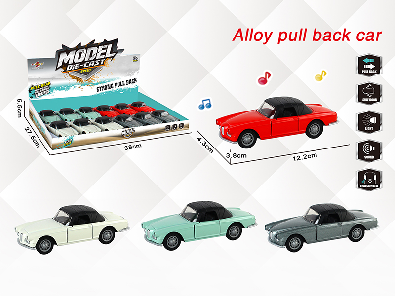 1:32 BMW Open Doors Alloy Pull Back Vintage Car With Light And Music(12PCS)