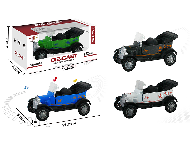 1:32 Open Doors Alloy Pull Back Vintage Car With Light And Music