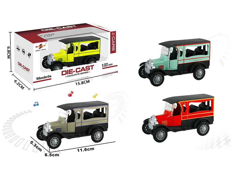1:32 Open Doors Alloy Pull Back Vintage Car With Light And Music