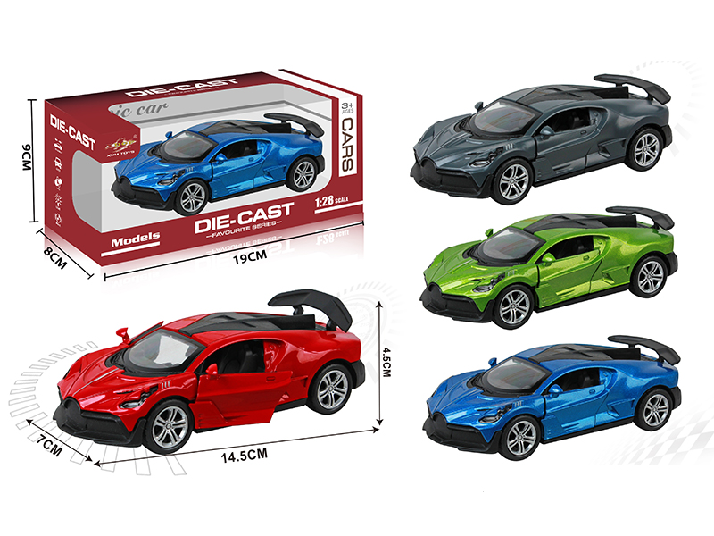 1:28 Bugatti Open Doors Alloy Pull Back Car