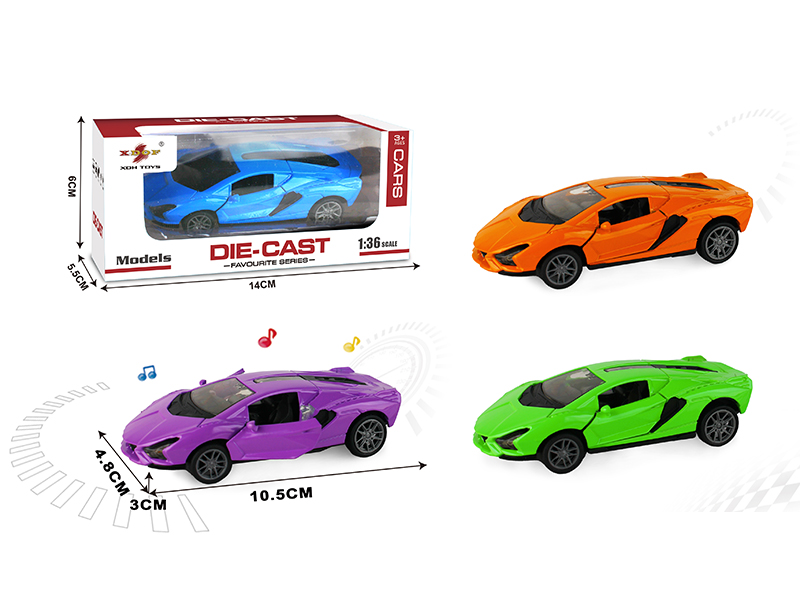 1:36 Lamborghini Open Doors Alloy Pull Back Car With Light And Music