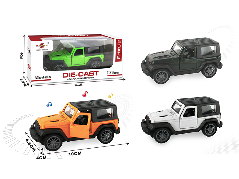 1:36 Wrangler Open Doors Alloy Pull Back Car With Light And Music