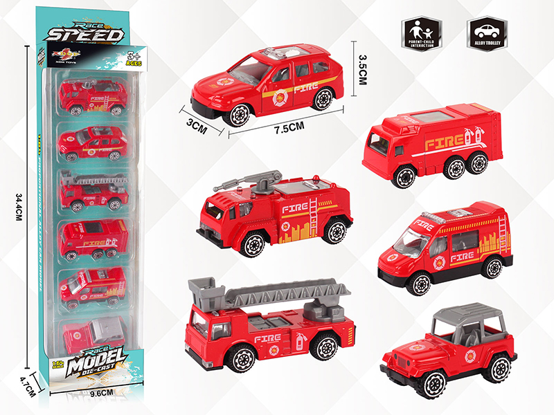 1:64 Slide Alloy Fire Engine(6pcs)
