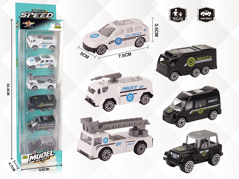 1:64 Slide Alloy Police Car(6pcs)