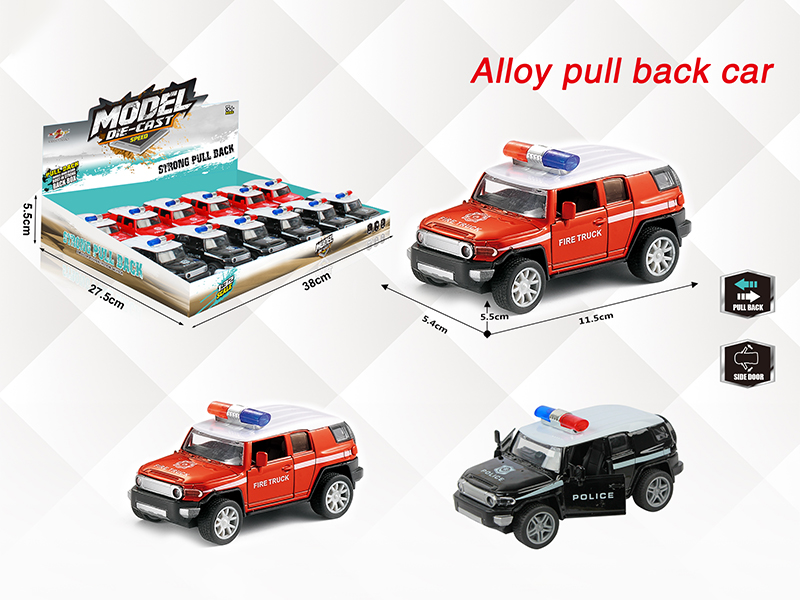 1:32 Toyota FJ Alloy Open Doors Pull Back Police Car(12PCS)