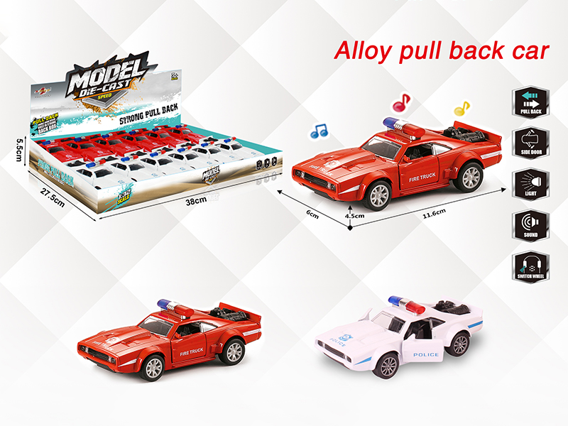 1:32 Dodge Alloy Open Doors Pull Back Police Car With Light And Music(12PCS)