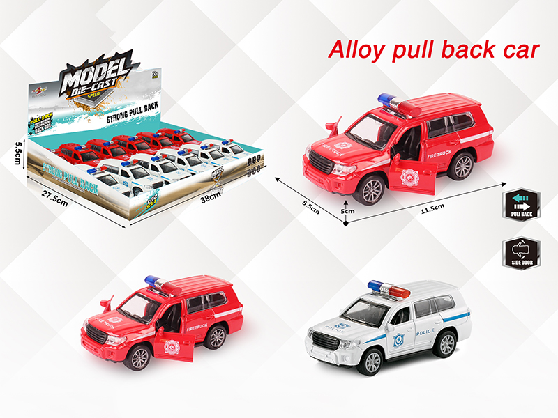 1:32 TOYOTA Land Cruiser Alloy Open Doors Pull Back Police Car(12PCS)