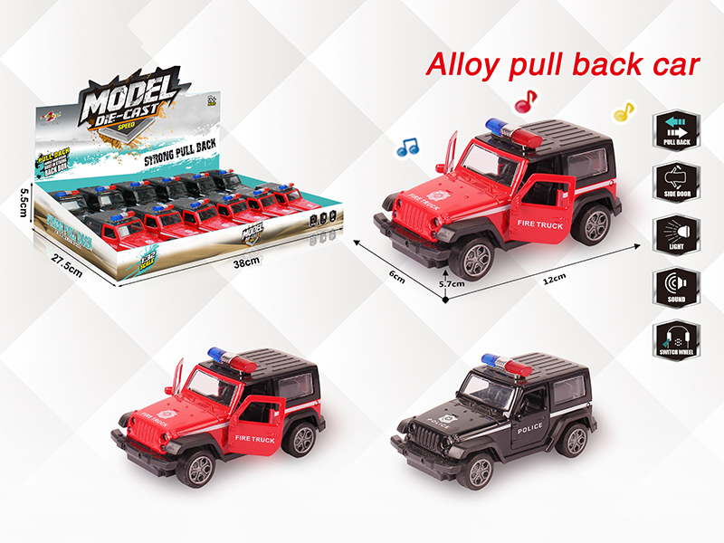 1:32 Wrangler Alloy Open Doors Pull Back Police Car With Light And Music(12PCS)