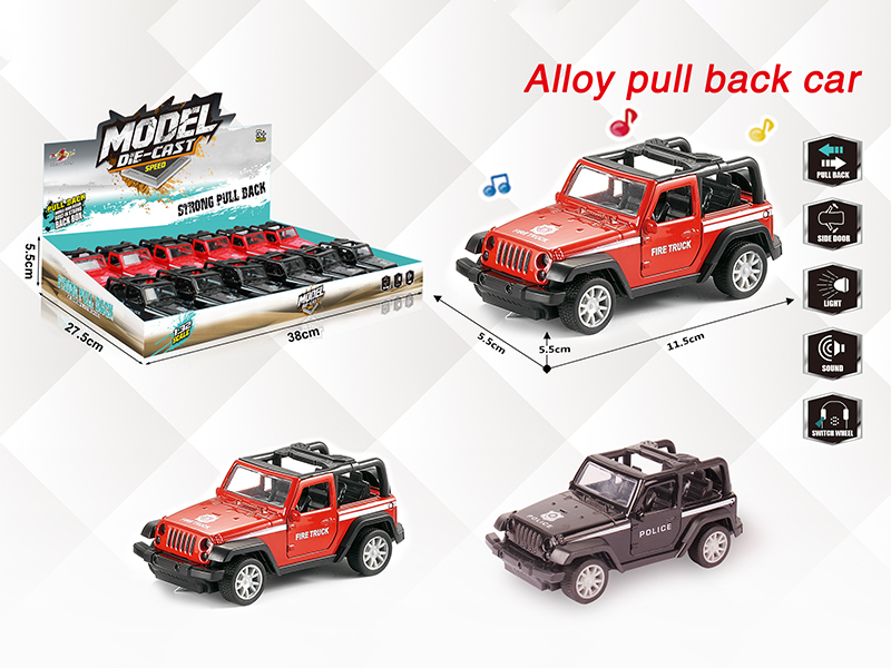 1:32 Wrangler Alloy Open Doors Pull Back Police Car With Light And Music(12PCS)