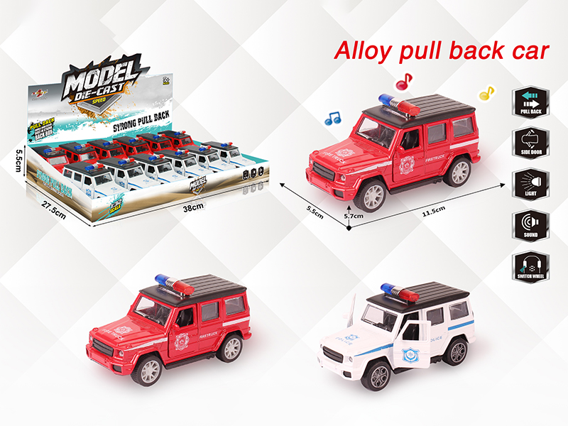 1:32 Benz G550 Alloy Open Doors Pull Back Police Car With Light And Music(12PCS)