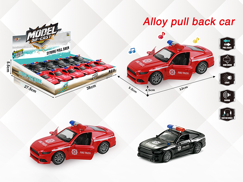 1:32 Mustang Alloy Open Doors Pull Back Police Car With Light And Music(12PCS)