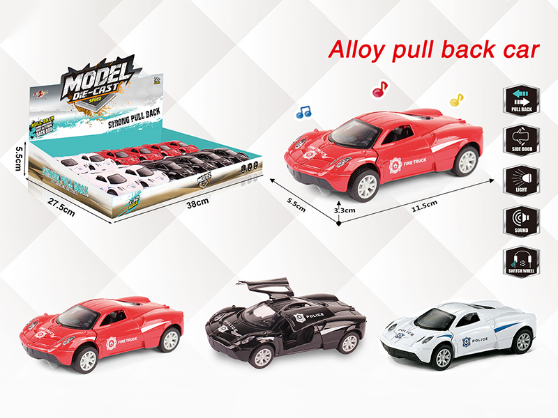 1:32 Pagani Alloy Open Doors Pull Back Police Car With Light And Music(12PCS)