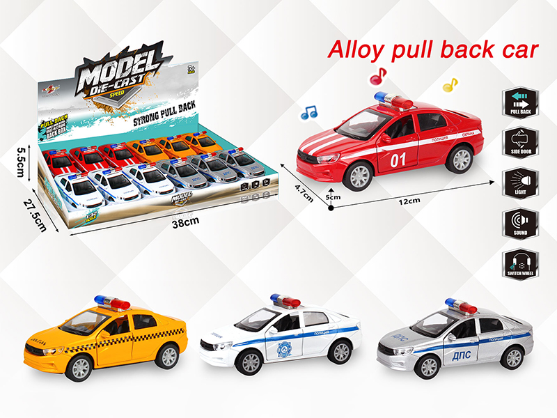 1:32 Alloy Open Doors Pull Back Russian Police Car With Light And Music(12PCS)