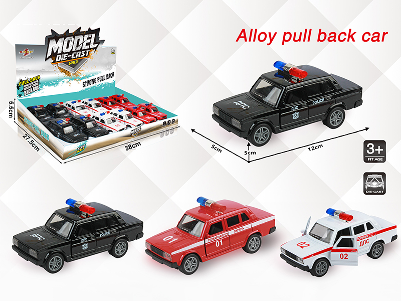 1:32 Alloy Open Doors Pull Back Lada Police Car 12pcs