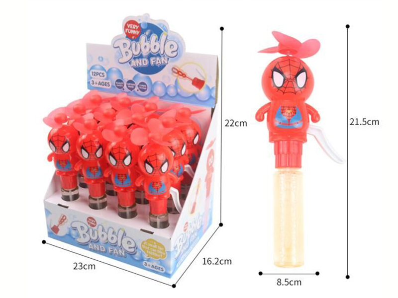 Spider-Man Hand Pressure Fan Bubble Stick 12PCS