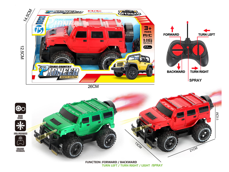 5Ch R/C Transparent Off-Road Hummer With Light And Spray