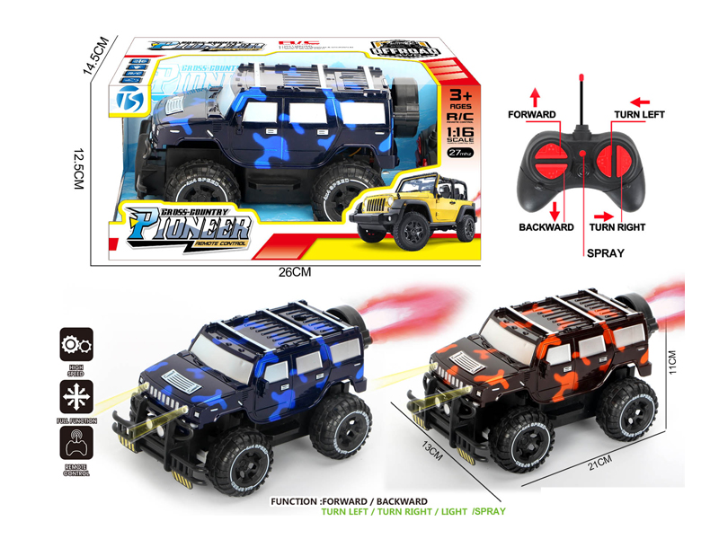 5Ch R/C Transparent Camouflage Off-Road Hummer With Light And Spray