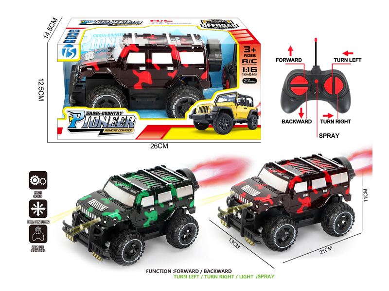 5Ch R/C Transparent Camouflage Off-Road Hummer With Light And Spray