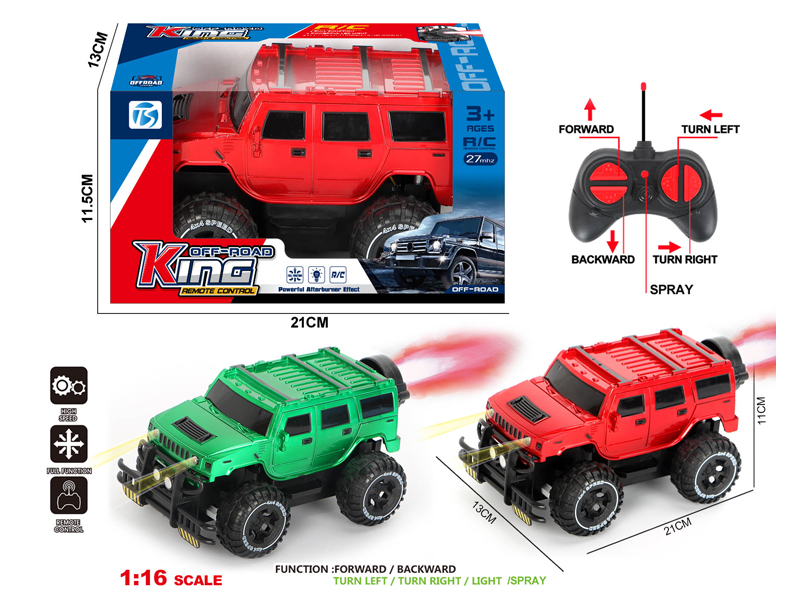 5Ch R/C Transparent Off-Road Hummer With Light And Spray