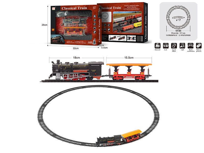 1:87 B/O Classical Train Track With Light And Music 14pcs