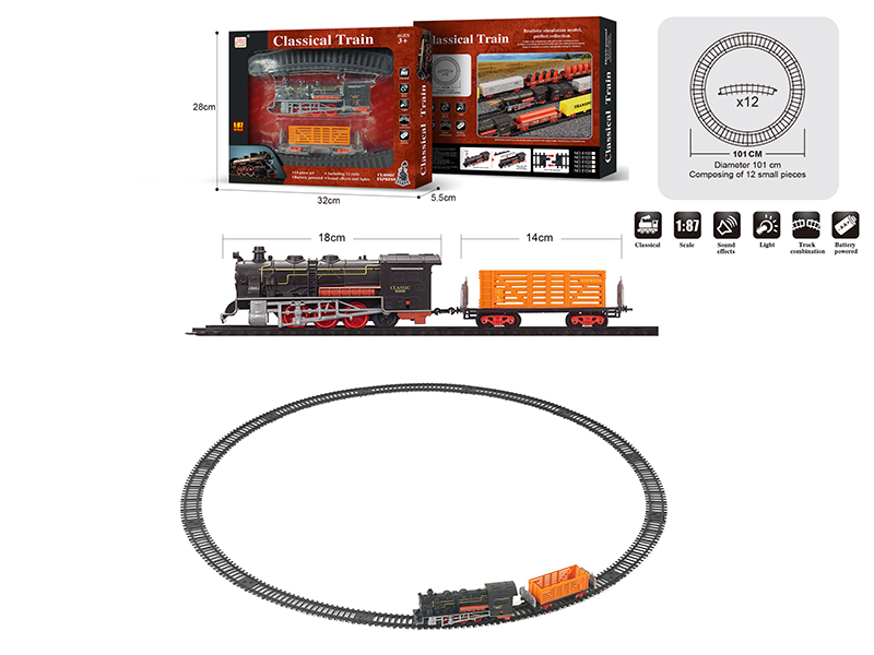 1:87 B/O Classical Train Track With Light And Music 14pcs