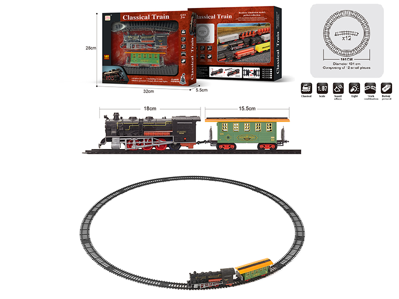 1:87 B/O Classical Train Track With Light And Music 14pcs