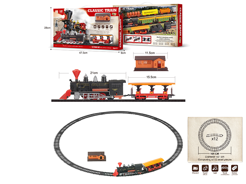 1:87 B/O Classical Train Track With Light And Music 16pcs