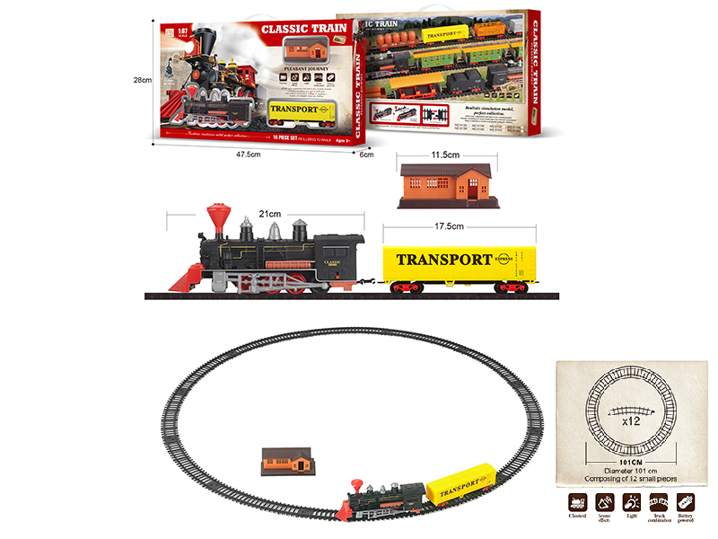 1:87 B/O Classical Train Track With Light And Music 16pcs