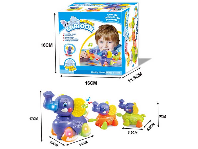 B/O Go And Bump Elephant Drag Baby Elephant