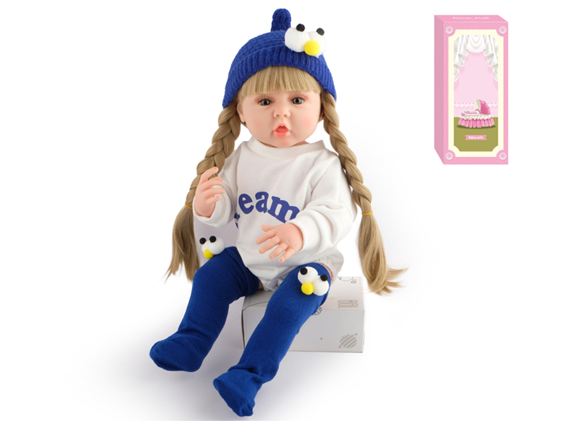 55Cm Simulation Soft Plastic Doll (Wig Cover) With Bottle+ Magnetic Pacifier+Diaper+Birth Card