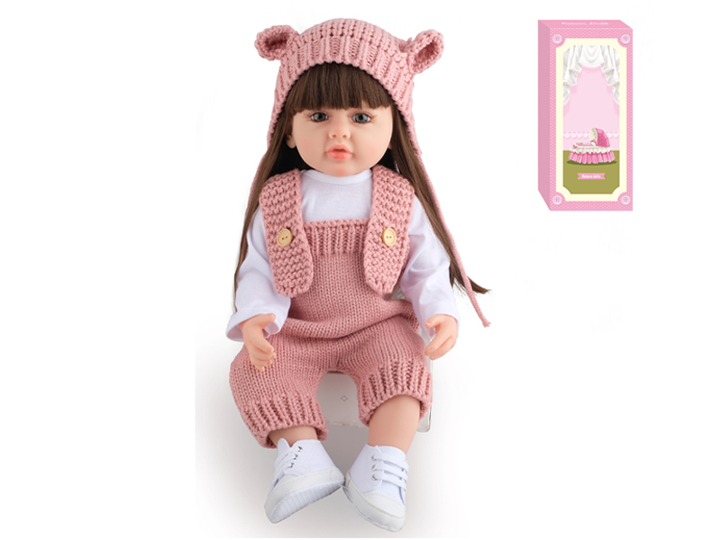 55Cm Simulation Soft Plastic Doll (Wig Cover) With Bottle+ Magnetic Pacifier+Diaper+Birth Card