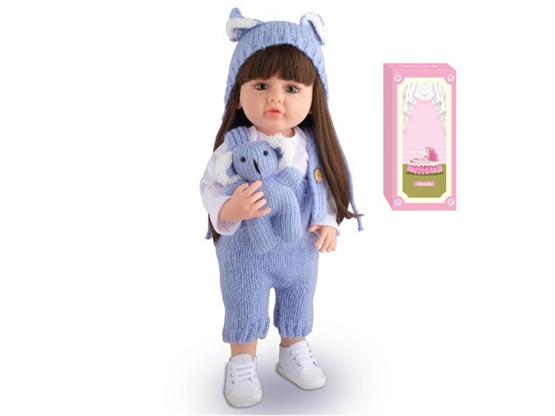 55Cm Simulation Soft Plastic Doll (Wig Cover) With Bottle+ Magnetic Pacifier+Diaper+Birth Card