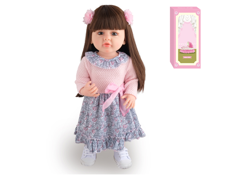 55Cm Simulation Soft Plastic Doll (Wig Cover) With Bottle+ Magnetic Pacifier+Diaper+Birth Card