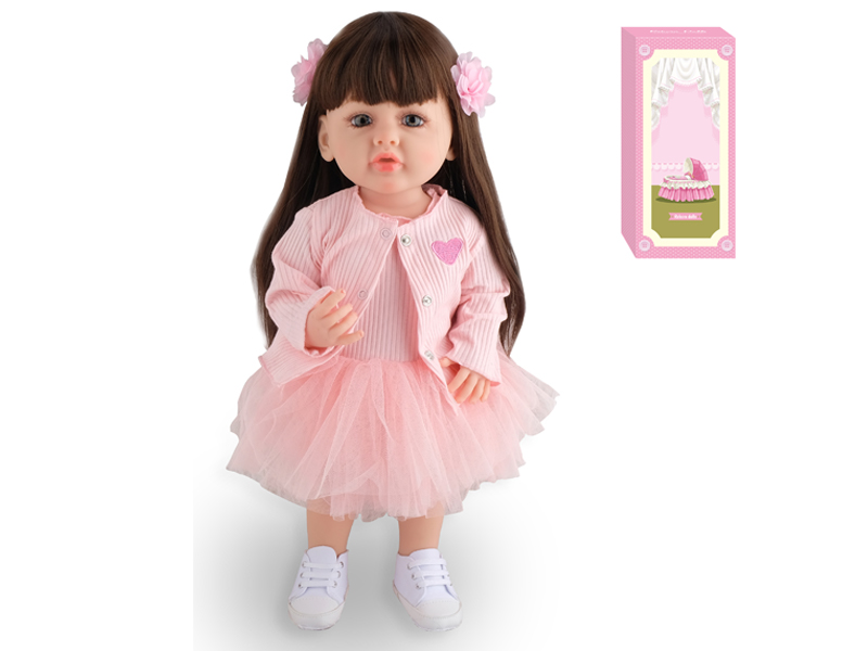 55Cm Simulation Soft Plastic Doll (Wig Cover) With Bottle+ Magnetic Pacifier+Diaper+Birth Card