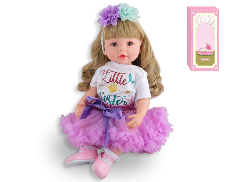 55Cm Simulation Soft Plastic Doll (Wig Cover) With Bottle+ Magnetic Pacifier+Diaper+Birth Card