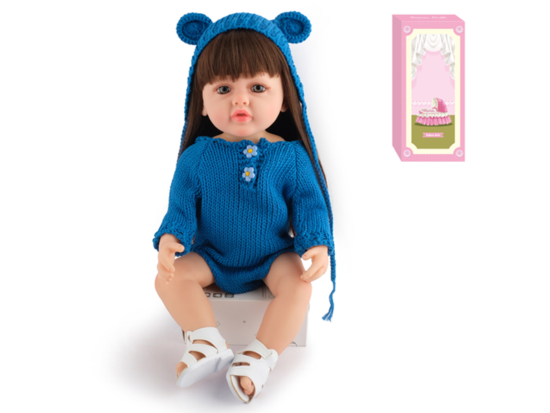 55Cm Simulation Soft Plastic Doll (Wig Cover) With Bottle+ Magnetic Pacifier+Diaper+Birth Card