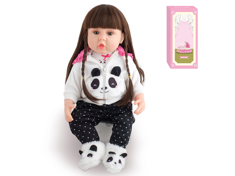 55Cm Simulation Soft Plastic Doll (Wig Cover) With Bottle+ Magnetic Pacifier+Diaper+Birth Card