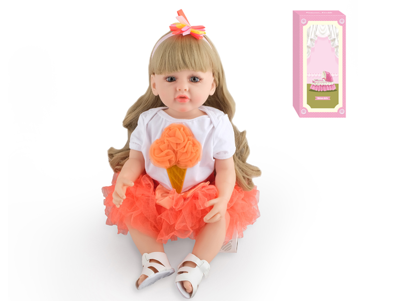 55Cm Simulation Soft Plastic Doll (Wig Cover) With Bottle+ Magnetic Pacifier+Diaper+Birth Card