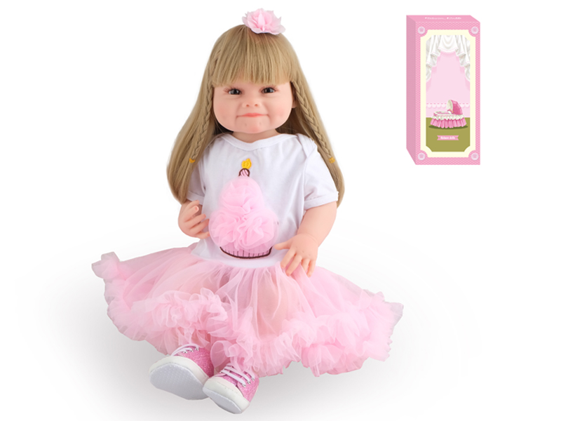 55Cm Simulation Soft Plastic Doll (Wig Cover) With Bottle+ Magnetic Pacifier+Diaper+Birth Card